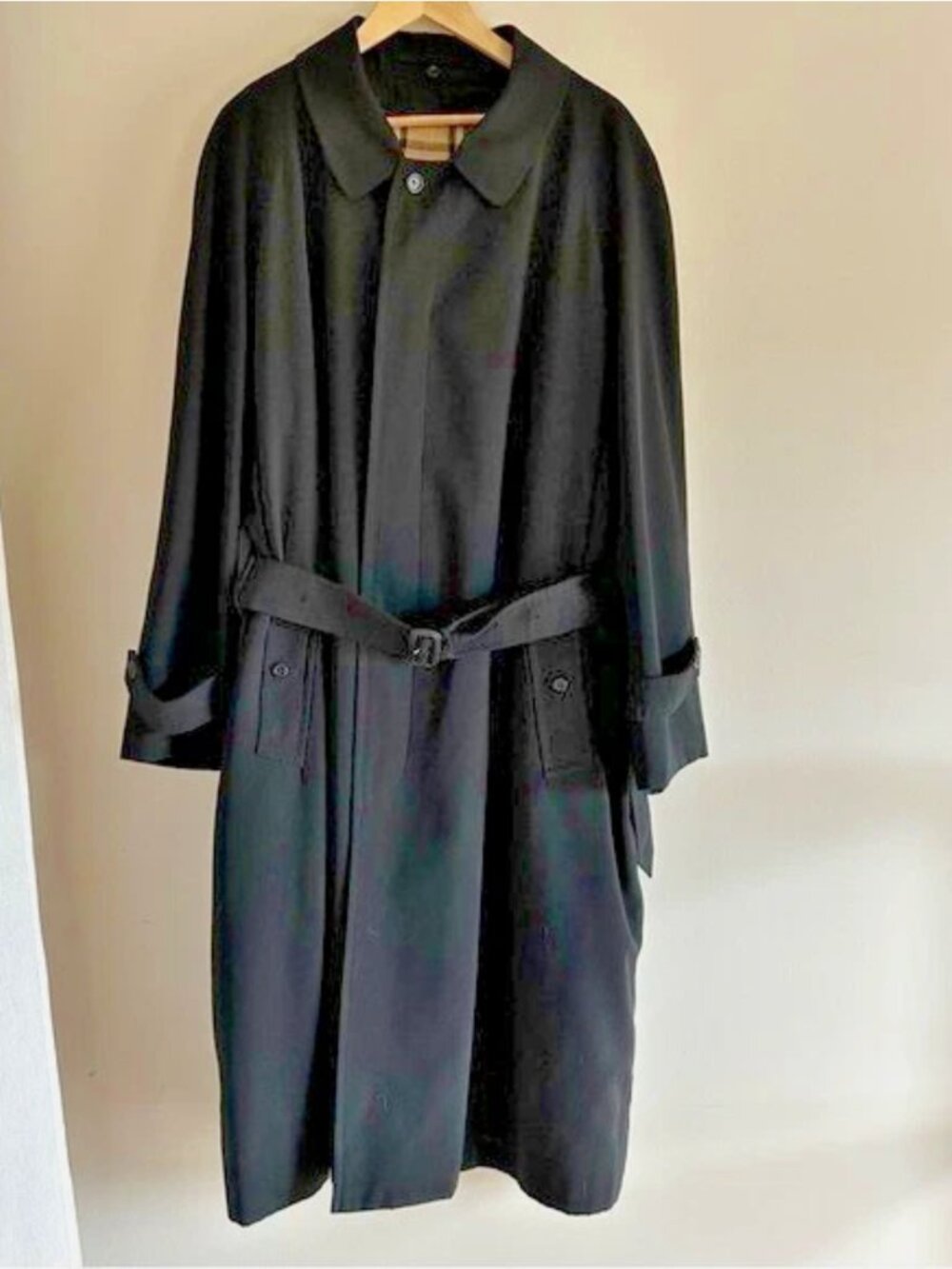 Burberry Lawrence Trench Coat Black With Removable Wool Liner Cotton Size 46R